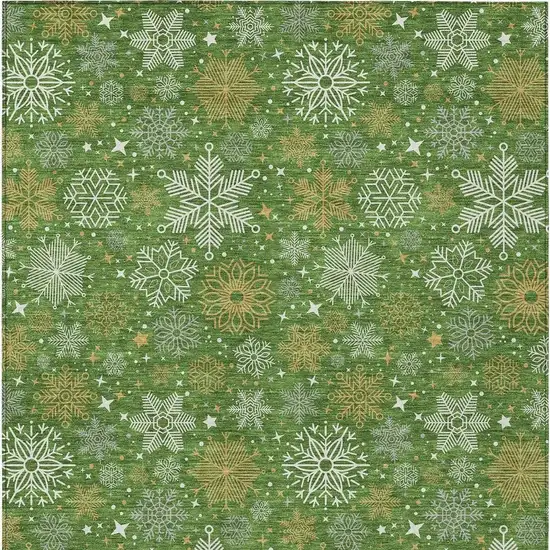 Green Gold And Ivory Medallion Washable Indoor Outdoor Area Rug Photo 4