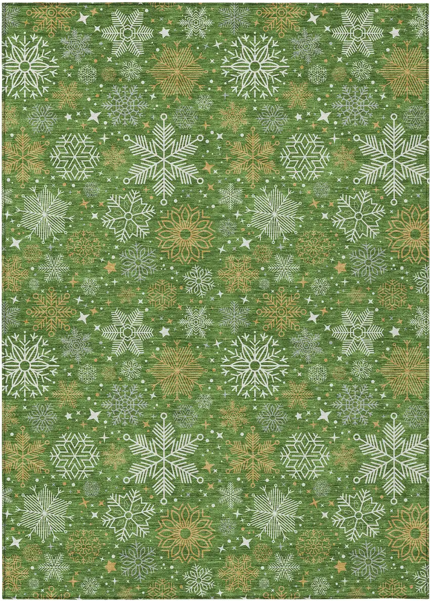 Green Gold And Ivory Medallion Washable Indoor Outdoor Area Rug Photo 1