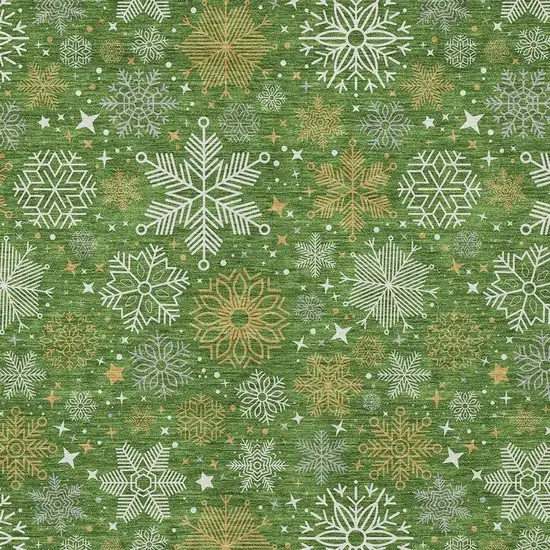 Green Gold And Ivory Medallion Washable Indoor Outdoor Area Rug Photo 3