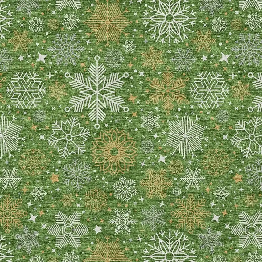 Green Gold And Ivory Medallion Washable Indoor Outdoor Area Rug Photo 3