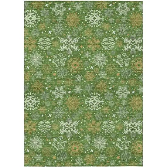Green Gold And Ivory Medallion Washable Indoor Outdoor Area Rug Photo 1