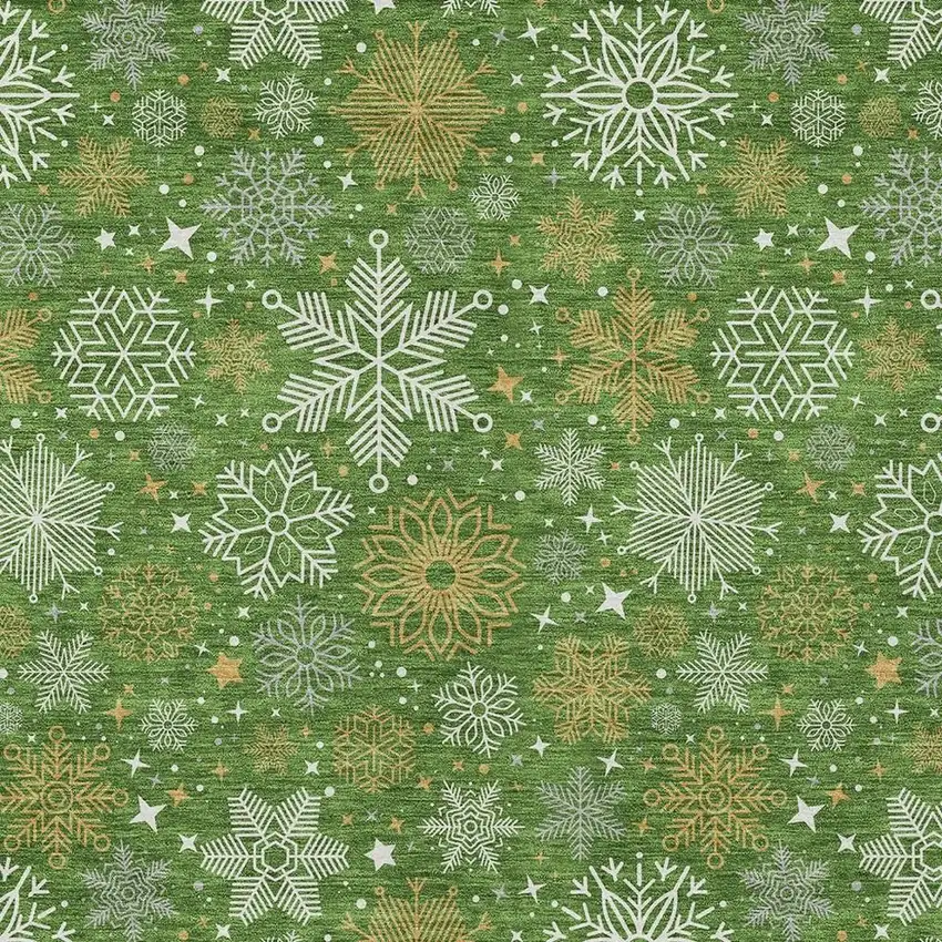 Green Gold And Ivory Medallion Washable Indoor Outdoor Area Rug Photo 3