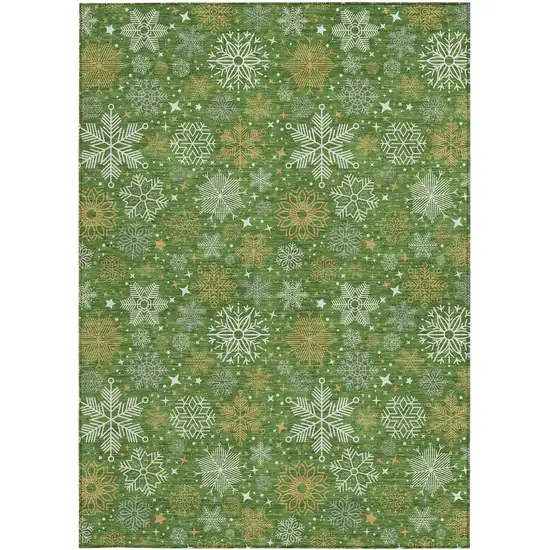 Green Gold And Ivory Medallion Washable Indoor Outdoor Area Rug Photo 3