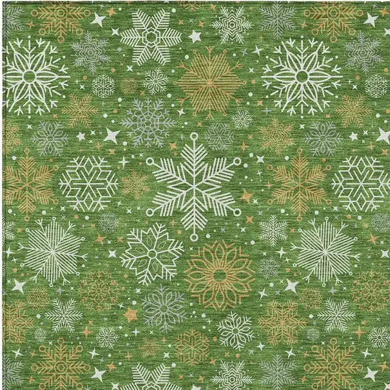 Green Gold And Ivory Medallion Washable Indoor Outdoor Area Rug Photo 8