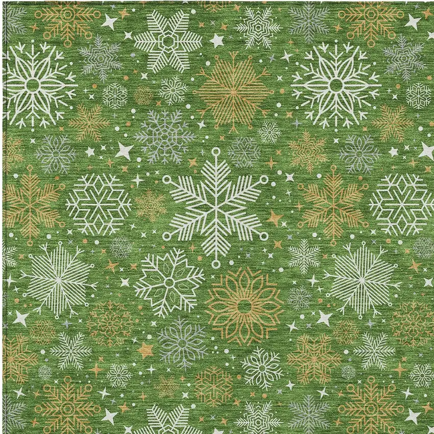 Green Gold And Ivory Medallion Washable Indoor Outdoor Area Rug Photo 8