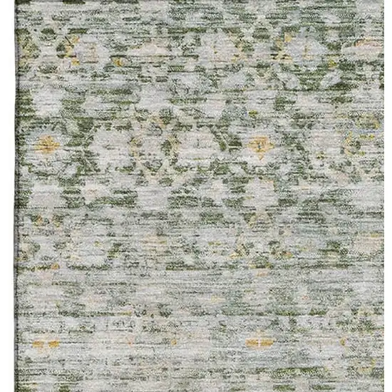 Green Gold And Ivory Striped Washable Area Rug With UV Protection Photo 3
