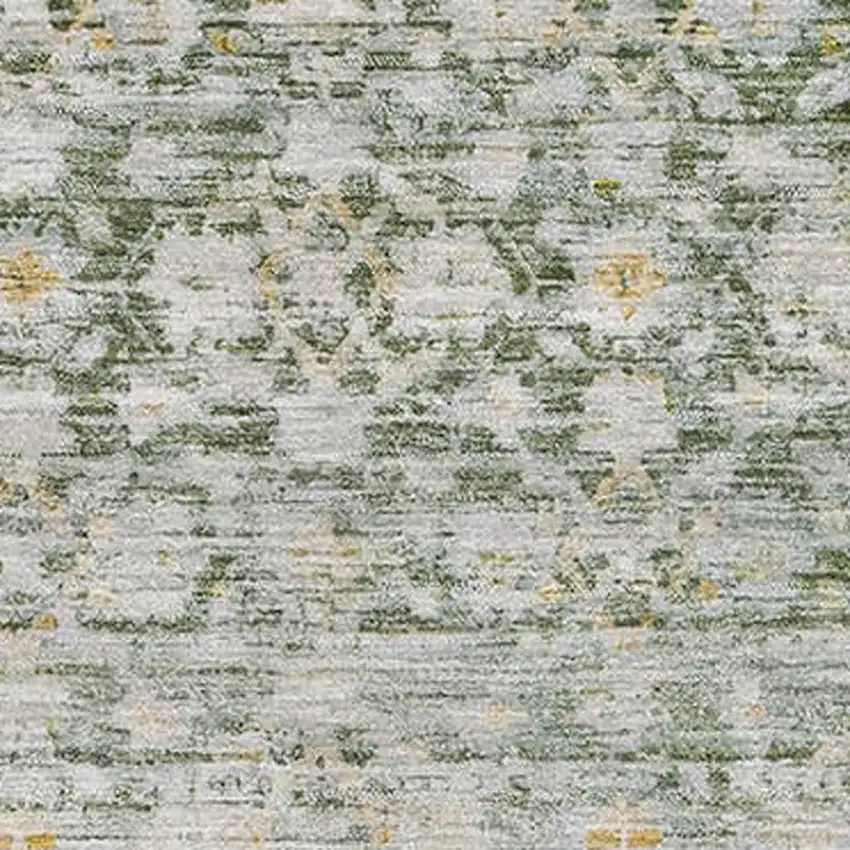 Green Gold And Ivory Striped Washable Area Rug With UV Protection Photo 2