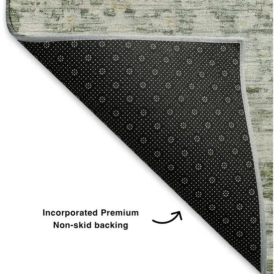 Green Gold And Ivory Striped Washable Area Rug With UV Protection Photo 6