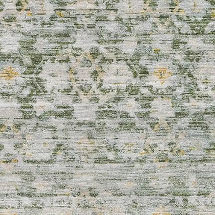 Green Gold And Ivory Striped Washable Area Rug With UV Protection Photo 2