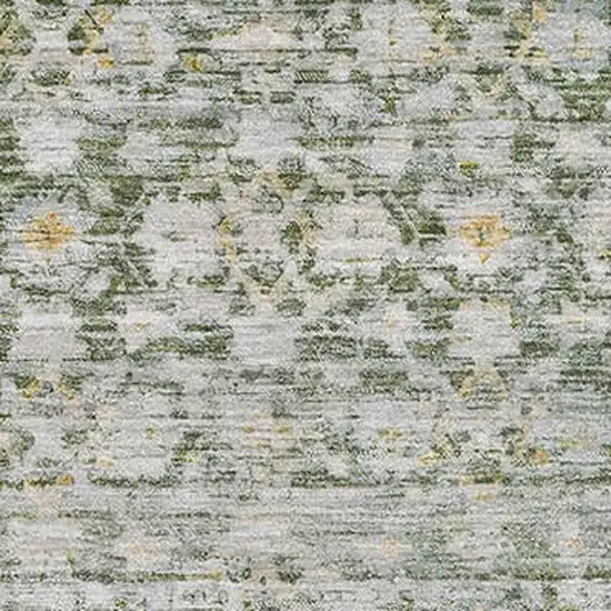 Green Gold And Ivory Striped Washable Area Rug With UV Protection Photo 2