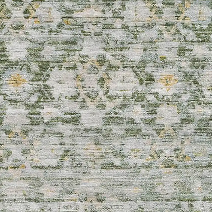 Green Gold And Ivory Striped Washable Area Rug With UV Protection Photo 2