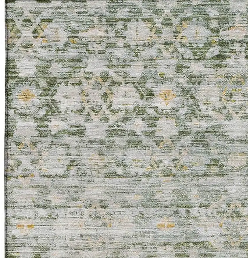 Green Gold And Ivory Striped Washable Area Rug With UV Protection Photo 3