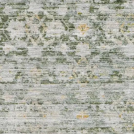 Green Gold And Ivory Striped Washable Area Rug With UV Protection Photo 2