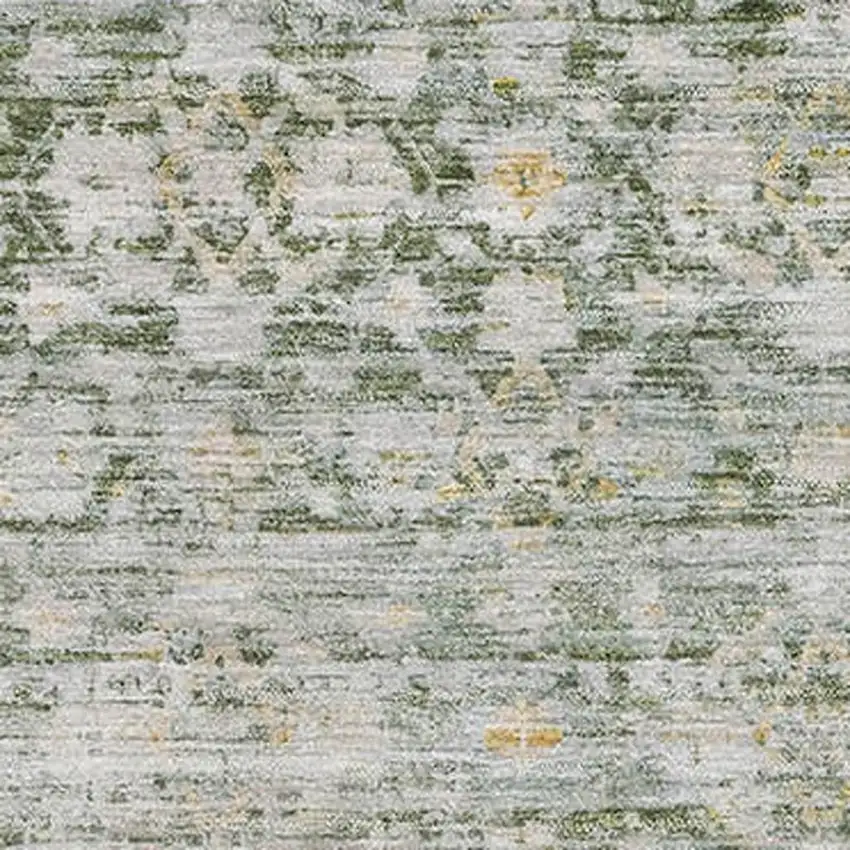 Green Gold And Ivory Striped Washable Area Rug With UV Protection Photo 2