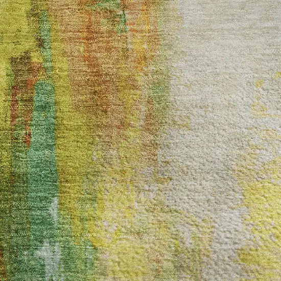 Green Gold And Orange Abstract Washable Area Rug With UV Protection Photo 4