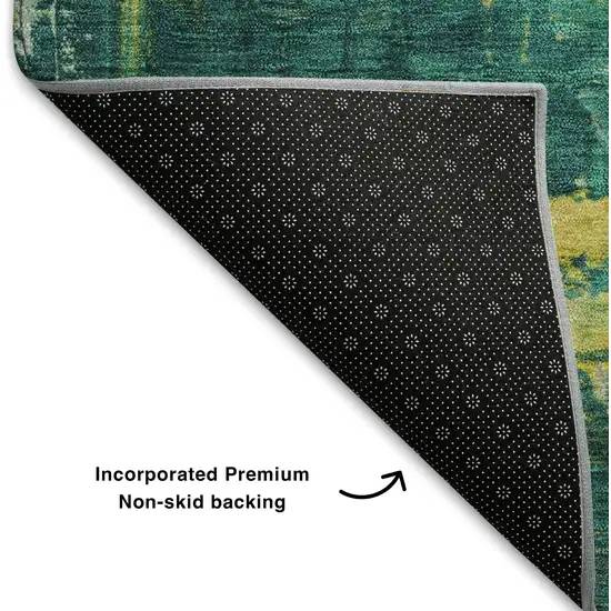Green Gold And Orange Abstract Washable Area Rug With UV Protection Photo 7