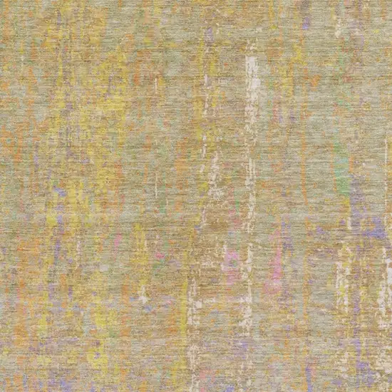 Green Gold And Purple Abstract Washable Indoor Outdoor Area Rug Photo 3