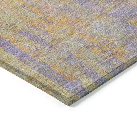 Green Gold And Purple Abstract Washable Indoor Outdoor Area Rug Photo 9