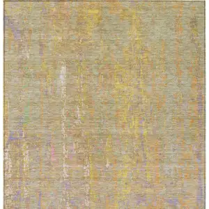 Photo of Green Gold And Purple Abstract Washable Indoor Outdoor Area Rug