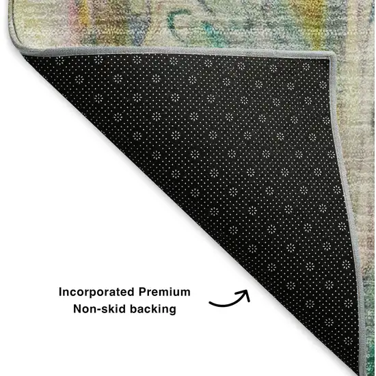 Green Gold And Teal Abstract Washable Area Rug With UV Protection Photo 8