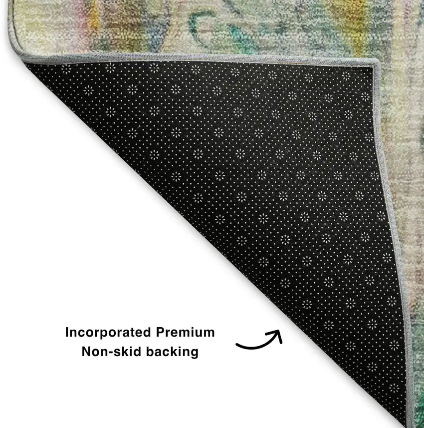 Green Gold And Teal Abstract Washable Area Rug With UV Protection Photo 8