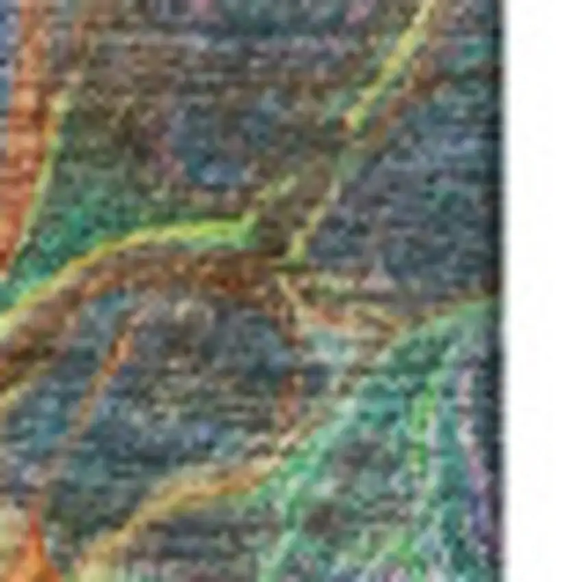 Green Gold And Teal Abstract Washable Area Rug With UV Protection Photo 3