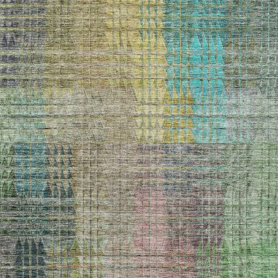 Green Gold And Teal Blue Abstract Washable Indoor Outdoor Area Rug Photo 7