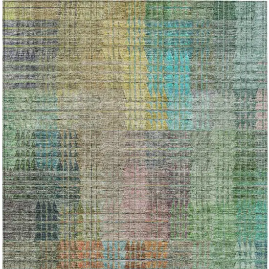 Green Gold And Teal Blue Abstract Washable Indoor Outdoor Area Rug Photo 8