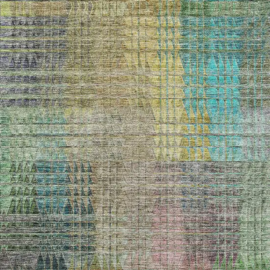 Green Gold And Teal Blue Abstract Washable Indoor Outdoor Area Rug Photo 7