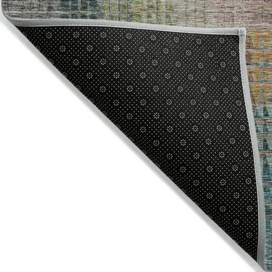 Green Gold And Teal Blue Abstract Washable Indoor Outdoor Area Rug Photo 4