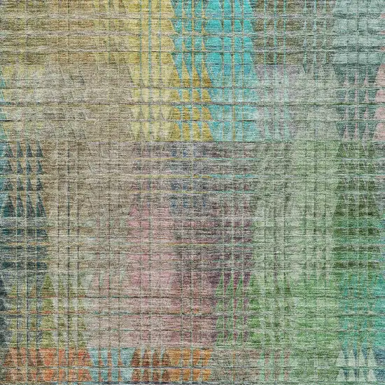 Green Gold And Teal Blue Abstract Washable Indoor Outdoor Area Rug Photo 7