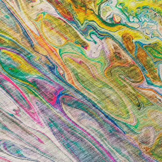Green Gold And White Abstract Washable Indoor Outdoor Area Rug Photo 6