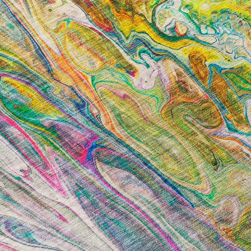 Green Gold And White Abstract Washable Indoor Outdoor Area Rug Photo 6