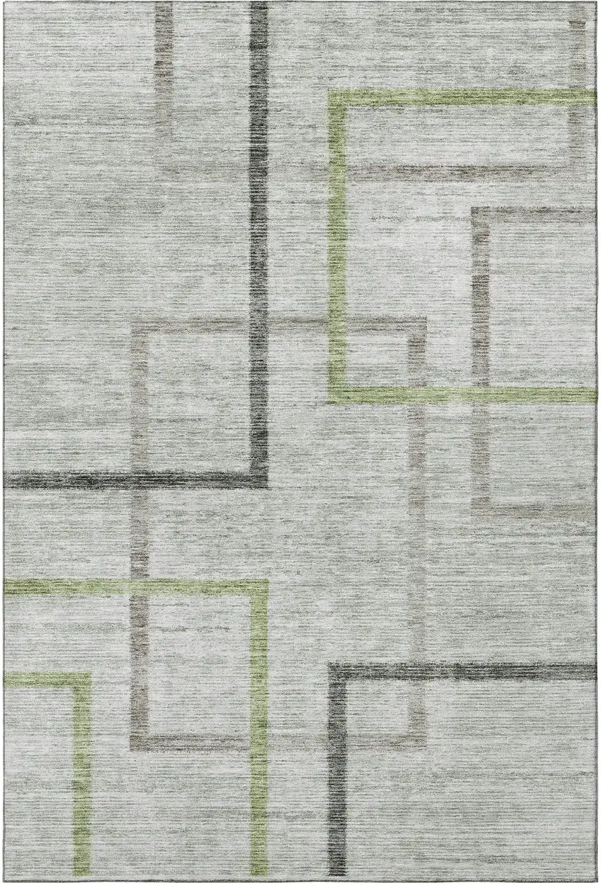 Green Gray And Blue Geometric Washable Area Rug With UV Protection Photo 4
