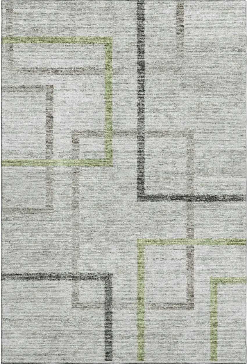Green Gray And Blue Geometric Washable Area Rug With UV Protection Photo 1