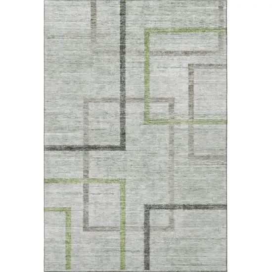 Green Gray And Blue Geometric Washable Area Rug With UV Protection Photo 3