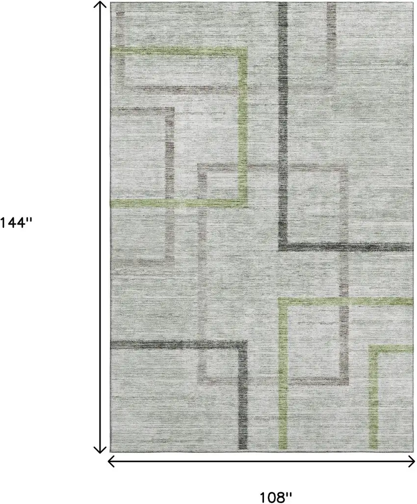 Green Gray And Blue Geometric Washable Area Rug With UV Protection Photo 3