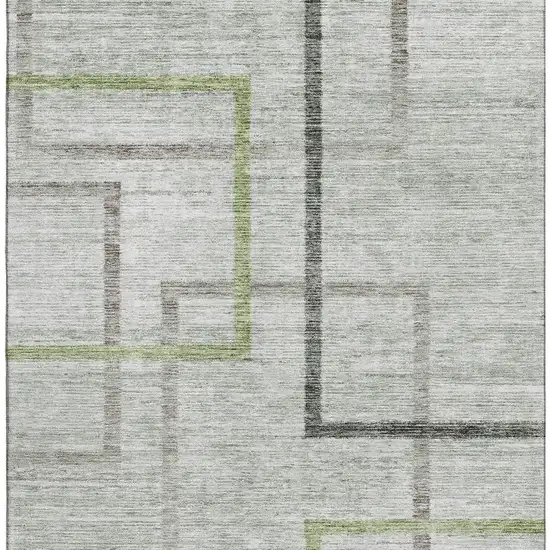 Green Gray And Blue Geometric Washable Area Rug With UV Protection Photo 4