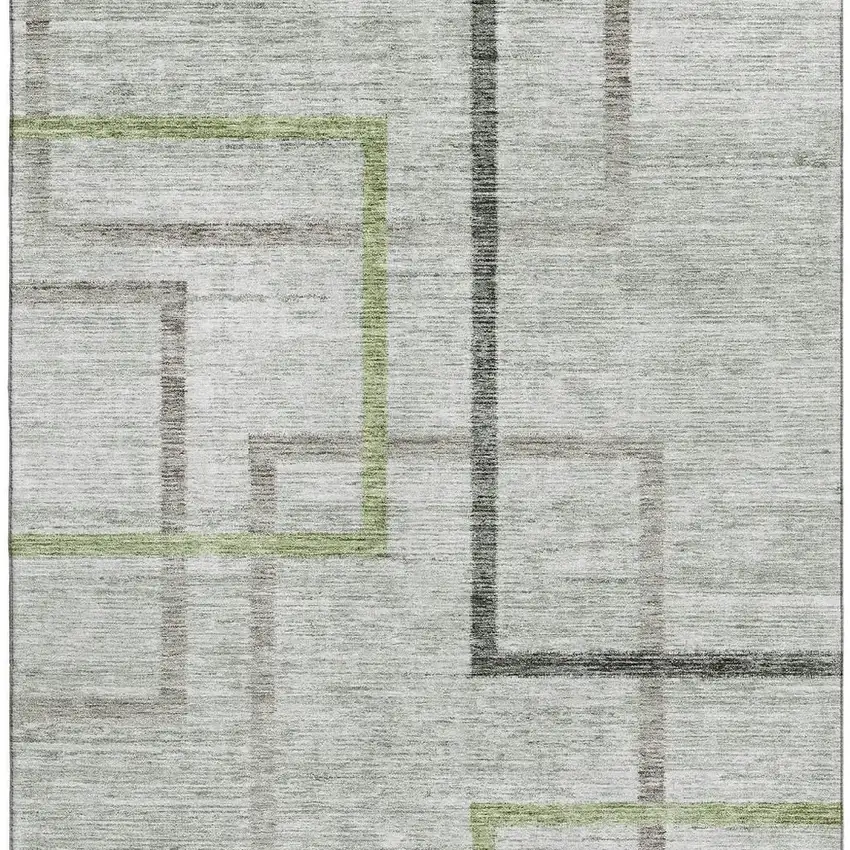 Green Gray And Blue Geometric Washable Area Rug With UV Protection Photo 4