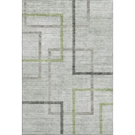Green Gray And Blue Geometric Washable Area Rug With UV Protection Photo 1