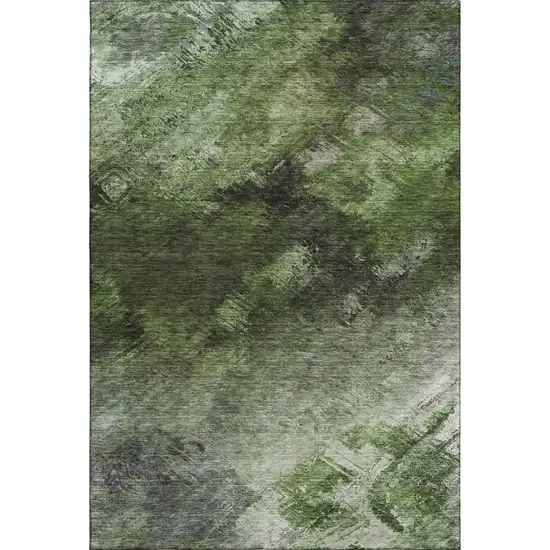 Green Gray And Charcoal Abstract Washable Area Rug With UV Protection Photo 2