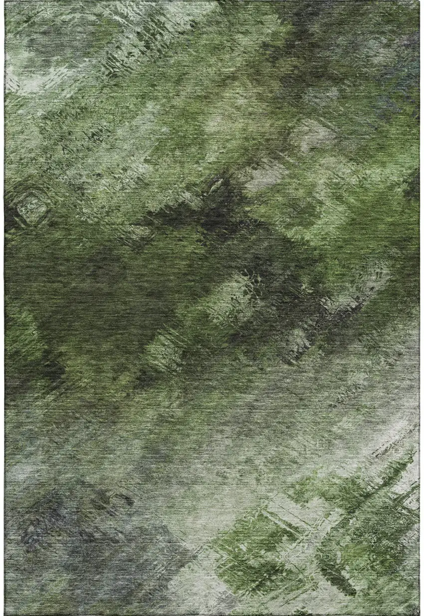 Green Gray And Charcoal Abstract Washable Area Rug With UV Protection Photo 2