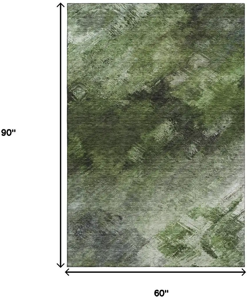 Green Gray And Charcoal Abstract Washable Area Rug With UV Protection Photo 9