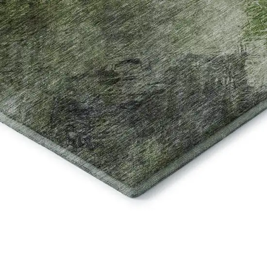 Green Gray And Charcoal Abstract Washable Area Rug With UV Protection Photo 7