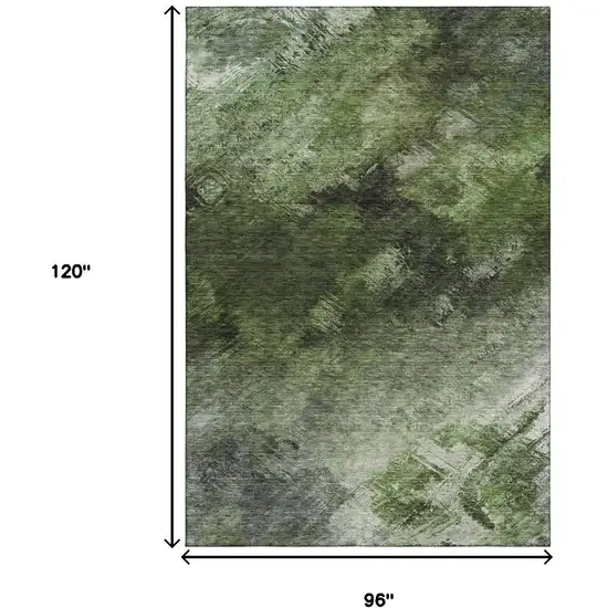 Green Gray And Charcoal Abstract Washable Area Rug With UV Protection Photo 5
