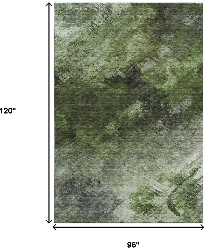 Green Gray And Charcoal Abstract Washable Area Rug With UV Protection Photo 5