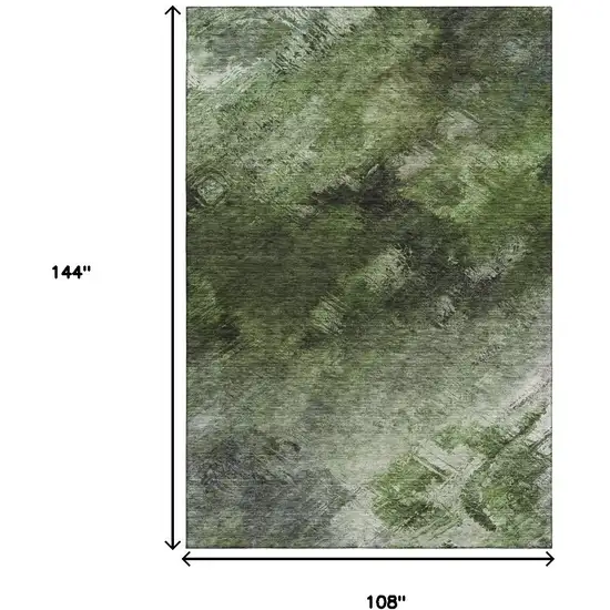 Green Gray And Charcoal Abstract Washable Area Rug With UV Protection Photo 6