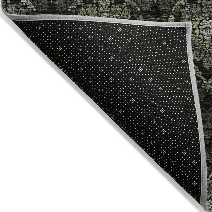 Green Gray And Charcoal Medallion Washable Indoor Outdoor Area Rug Photo 4