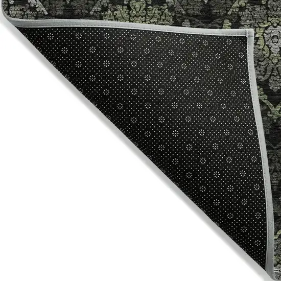 Green Gray And Charcoal Medallion Washable Indoor Outdoor Area Rug Photo 4