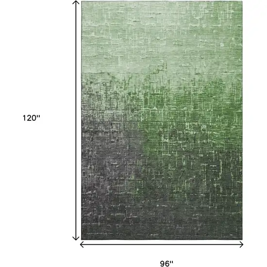 Green Gray And Charcoal Ombre Washable Area Rug With UV Protection Photo 9